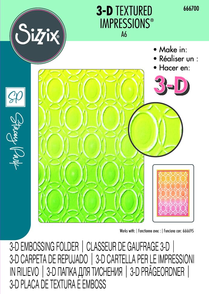 Sizzix 3-D Textured Impressions Embossing Folder Cosmopolitan, Golden Rings by Stacey Park, One Size, Multicolor - Image 3