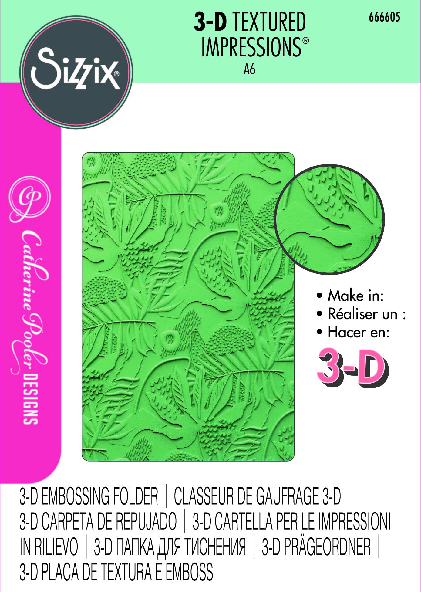 Sizzix 3-D Textured Impressions Embossing Folder - Jungle Textures by Catherine Pooler - Image 3