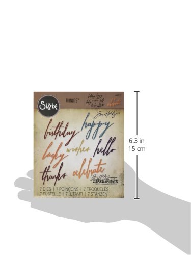 Sizzix 660215 Thinlits Die Set, Handwritten Celebrate by Tim Holtz (7 Pack) - Image 3