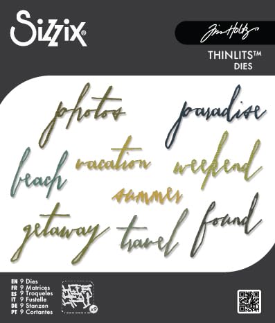 Sizzix 661286 Thinlits Die Set, Handwritten Vacation by Tim Holtz (9/Pack) - Image 3