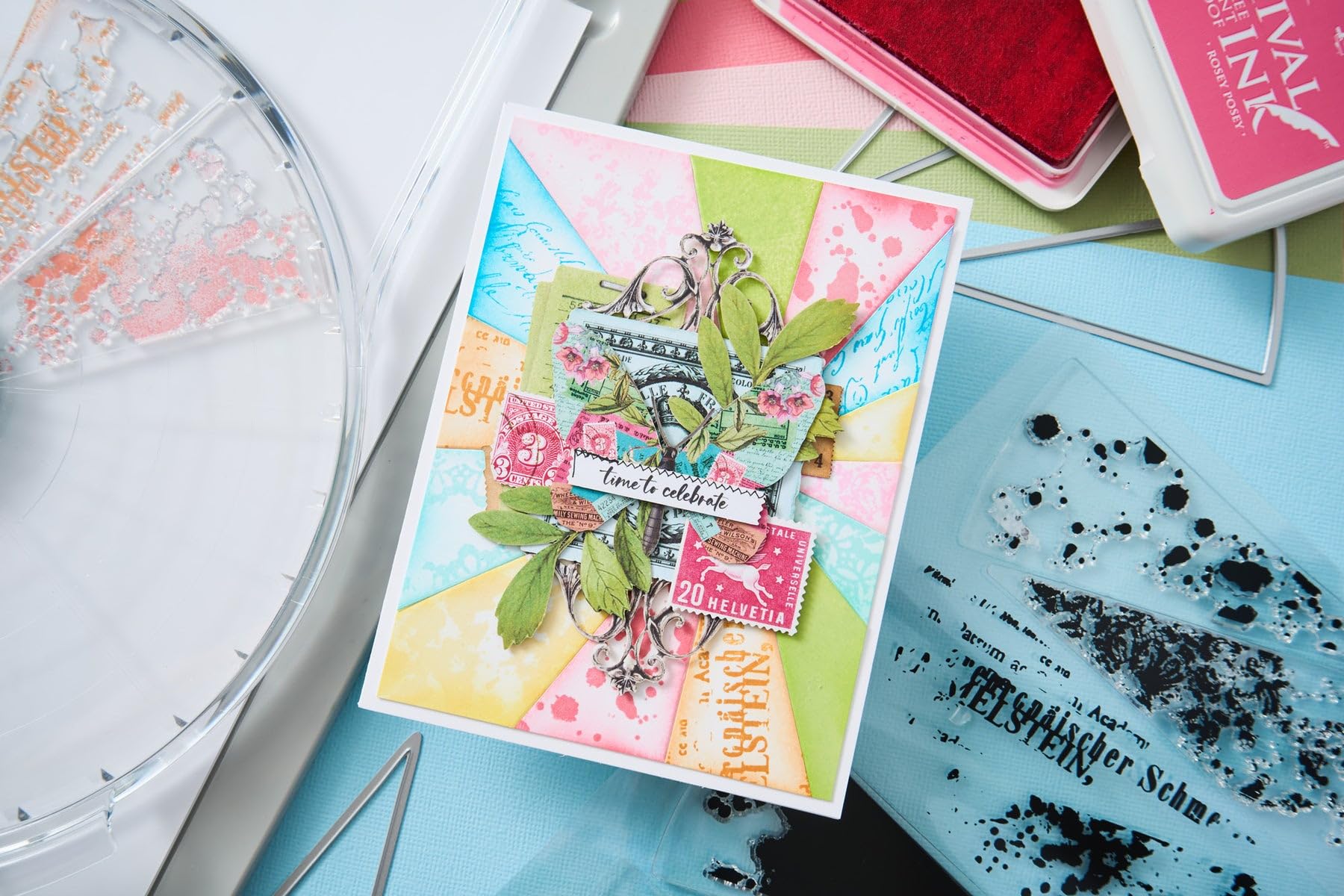 Sizzix A5 Clear Stamps 8PK w/6PK Framelits Build-a-Burst Artsy Lace Mix by 49 and Market - Image 4