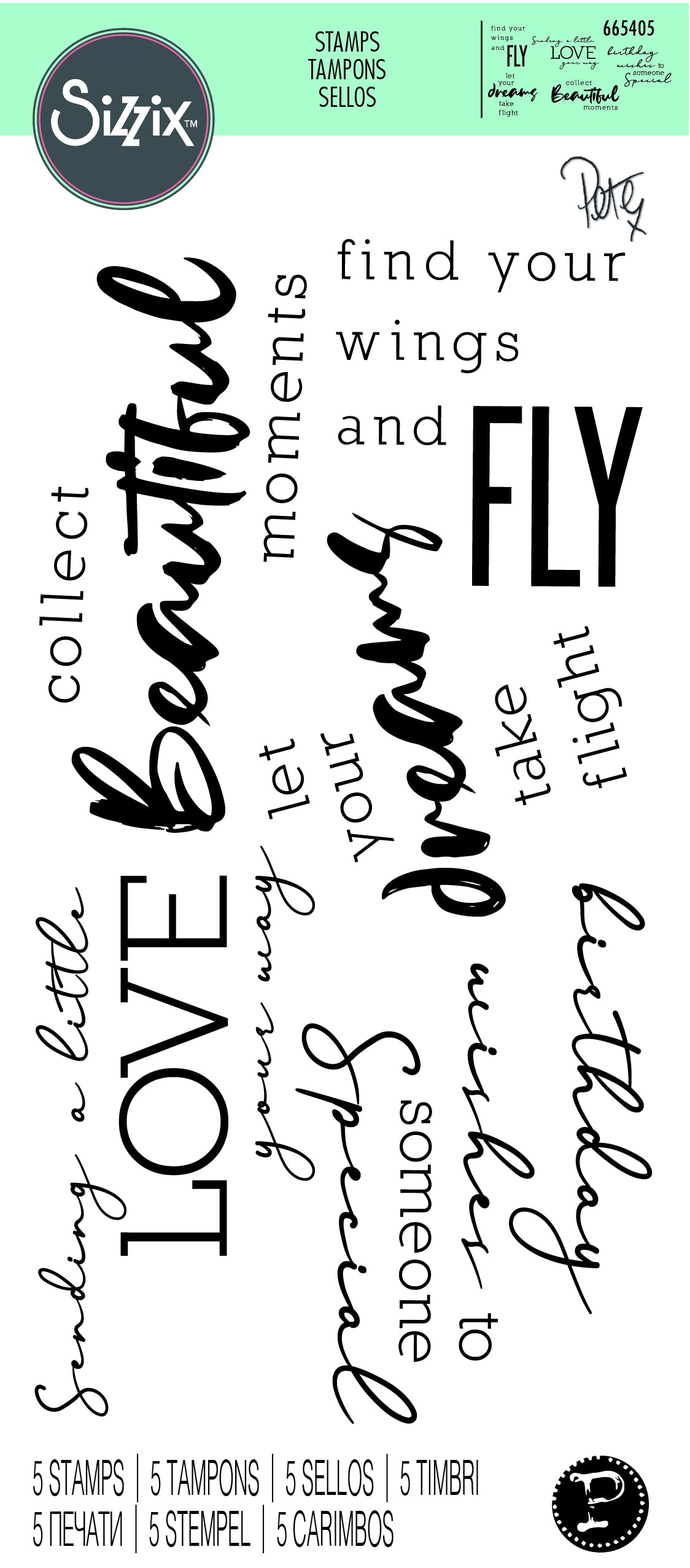 Sizzix Clear Stamps 5PK Sunnyside Sentiments #3 by Pete Hughes | 665405 | Chapter 3 2022 - Image 3