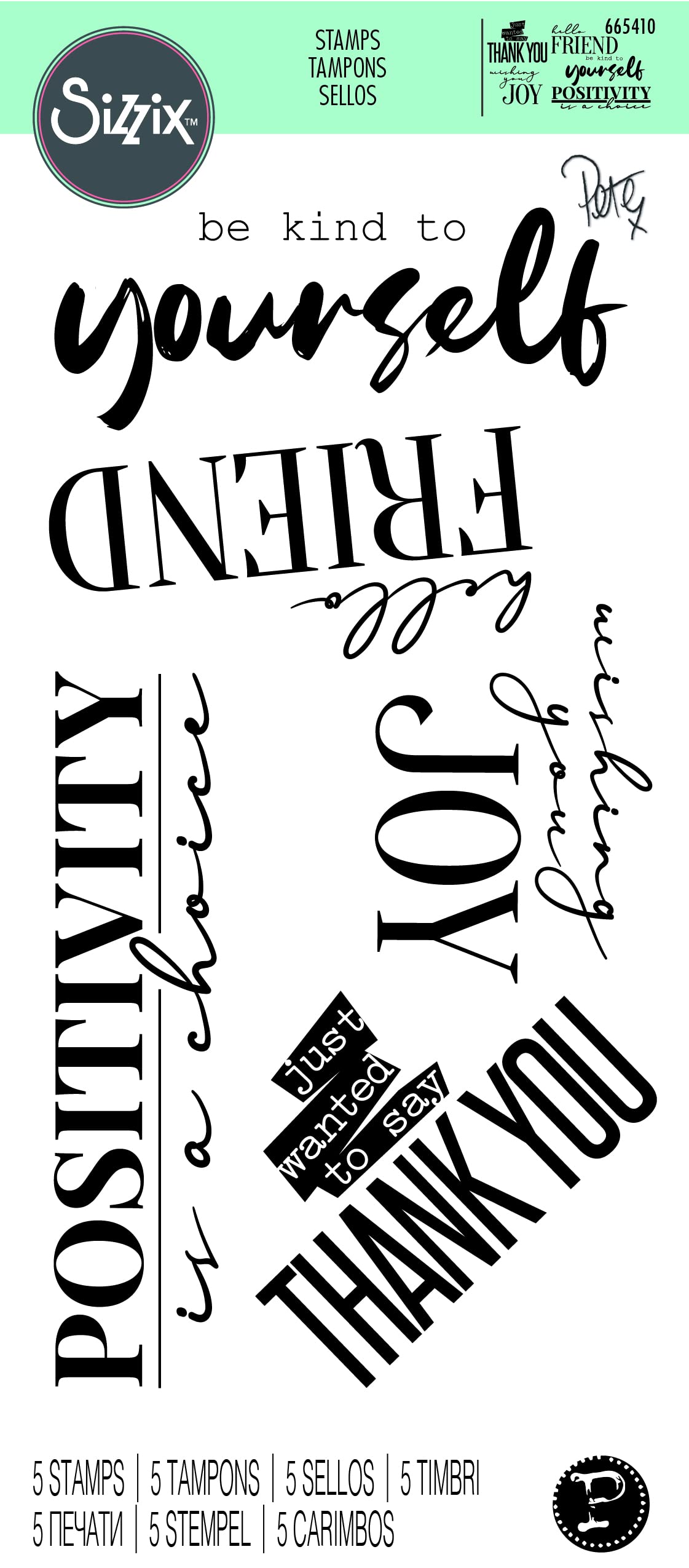 Sizzix Clear Stamps 5PK Sunnyside Sentiments #8 by Pete Hughes | 665410 | Chapter 3 2022, Multicolor - Image 3