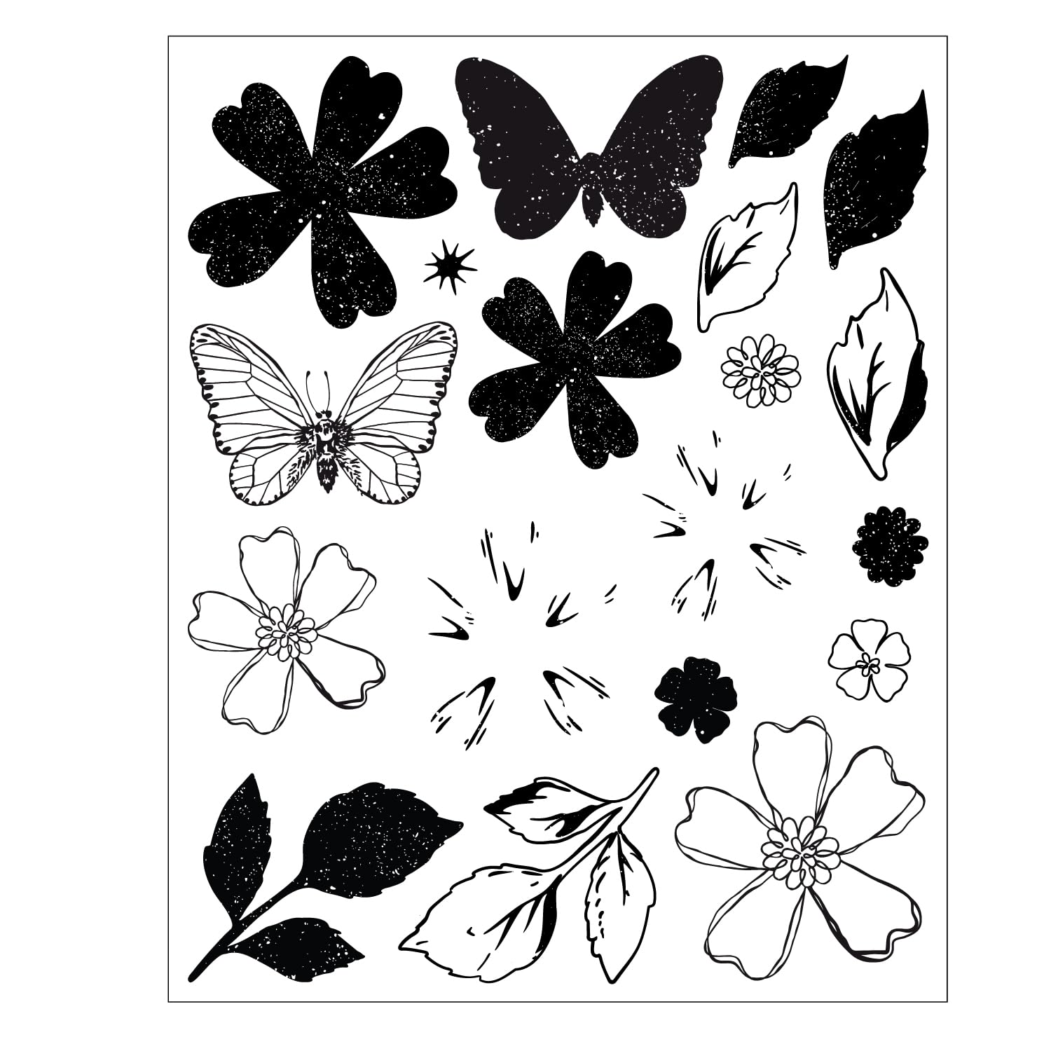 Sizzix Clear Stamps Set with Framelits Dies, Sweet Sprigs by 49 & Market, 19 Rubber Stamps & 9 Cutting Dies - Image 3