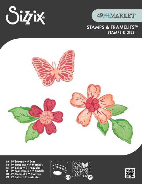 Sizzix Clear Stamps Set with Framelits Dies, Sweet Sprigs by 49 & Market, 19 Rubber Stamps & 9 Cutting Dies - Image 4