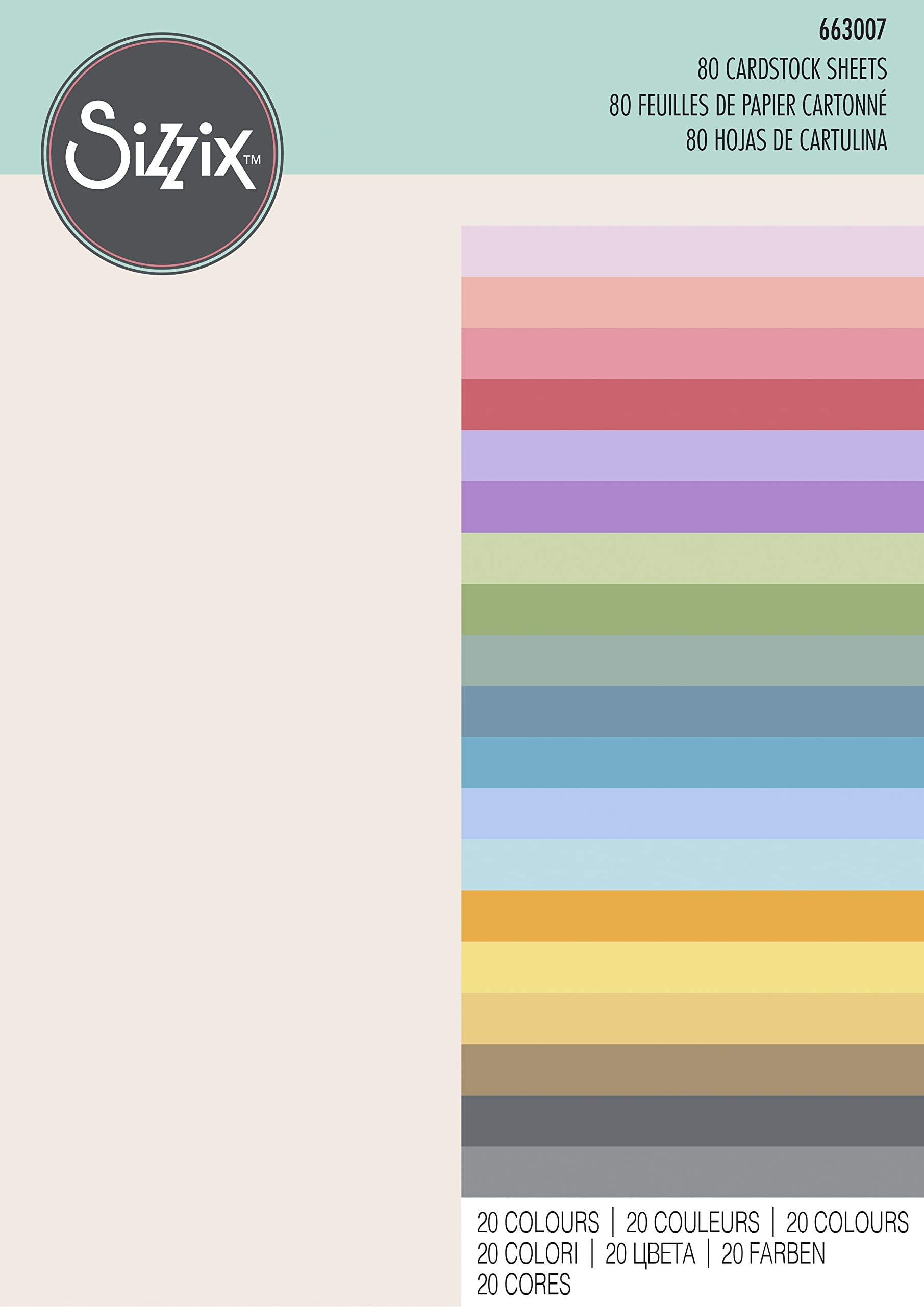 Sizzix Surfacez - Cardstock, 8 1/4" x 11 3/4", 20 Assorted Colors, 80 Sheets, 663007 - Image 3