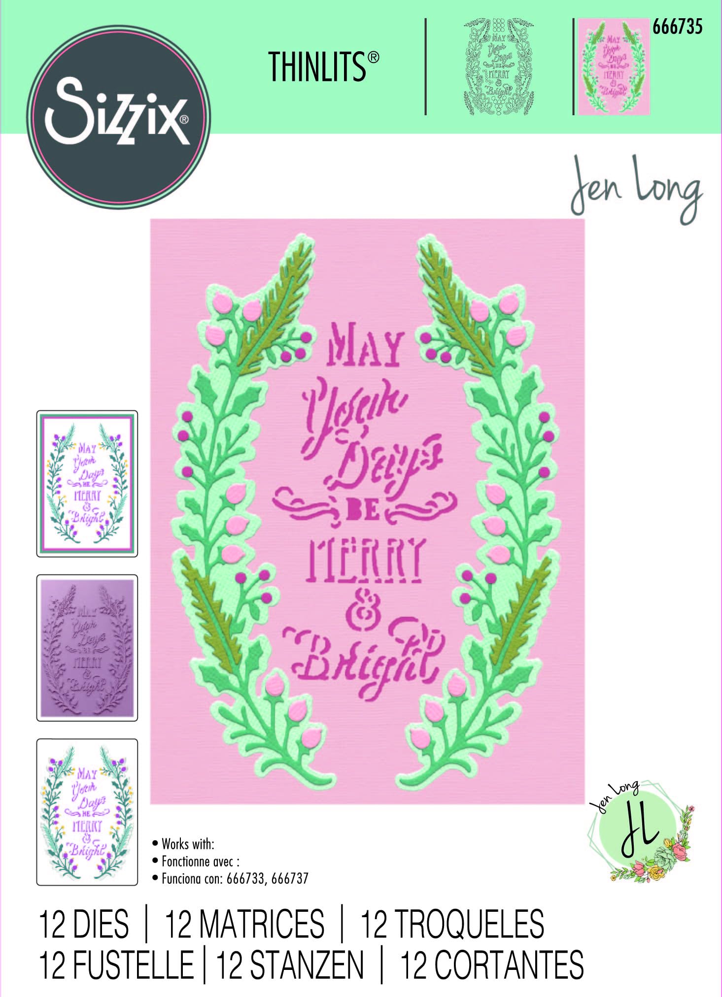 Sizzix Thinlits Die Set Merry & Bright #2 by Jen Long - Image 3